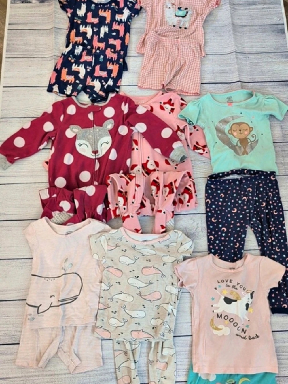 Girls 24M Pajama Lot Mostly Carter’s Sleepers & PJ Sets